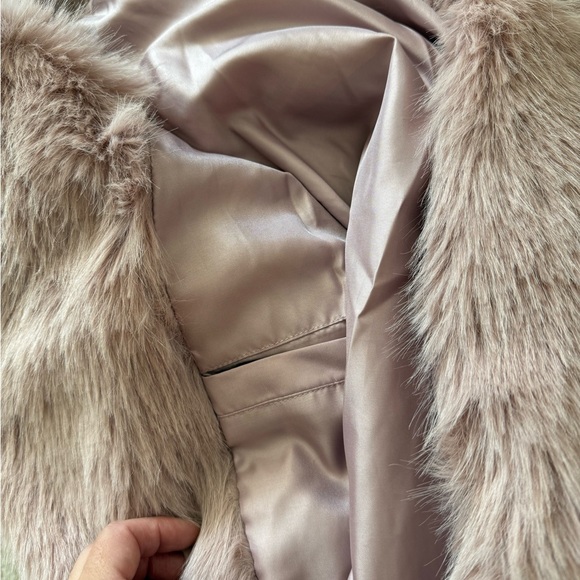 Topshop Pink Faux Fur Long Coat - Picture 6 of 8